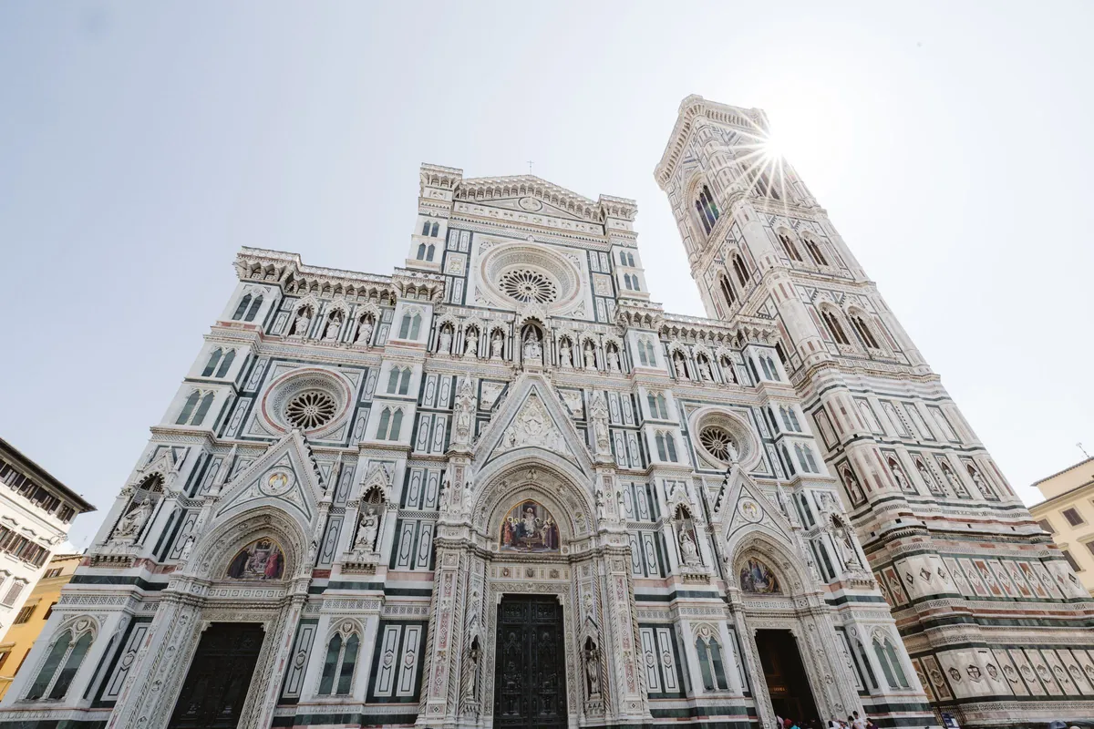 The cathedral facade and Giotto's bell tower