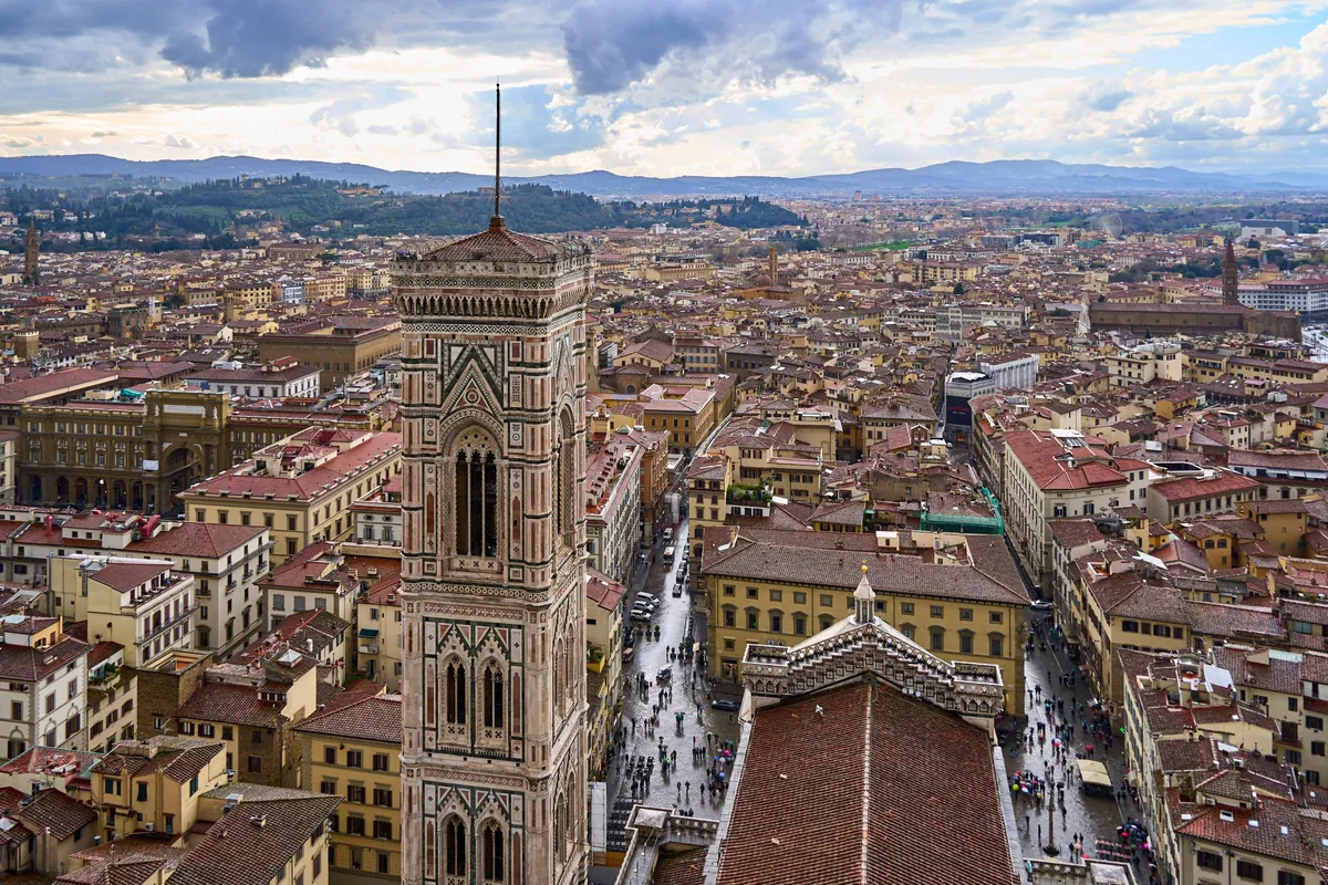 The bell tower and Florence seen from the top of the dome