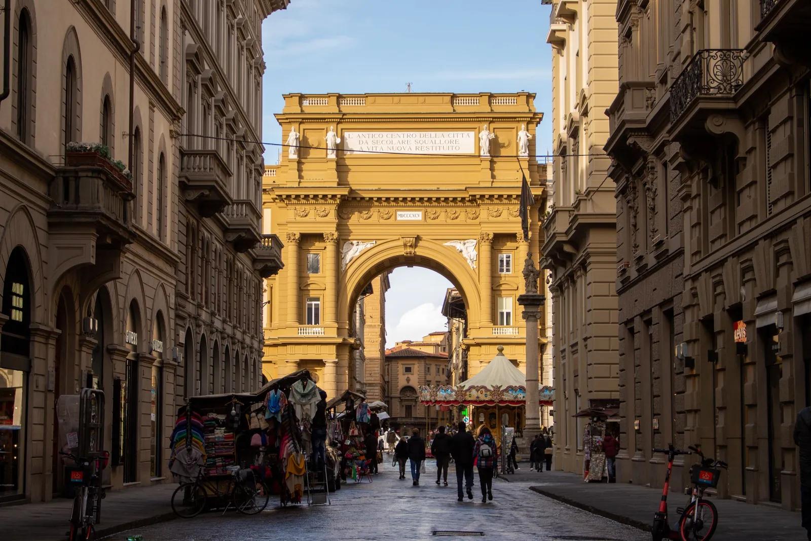 The arch on Piazza della Repubblica, the square where Caffè Gilli is