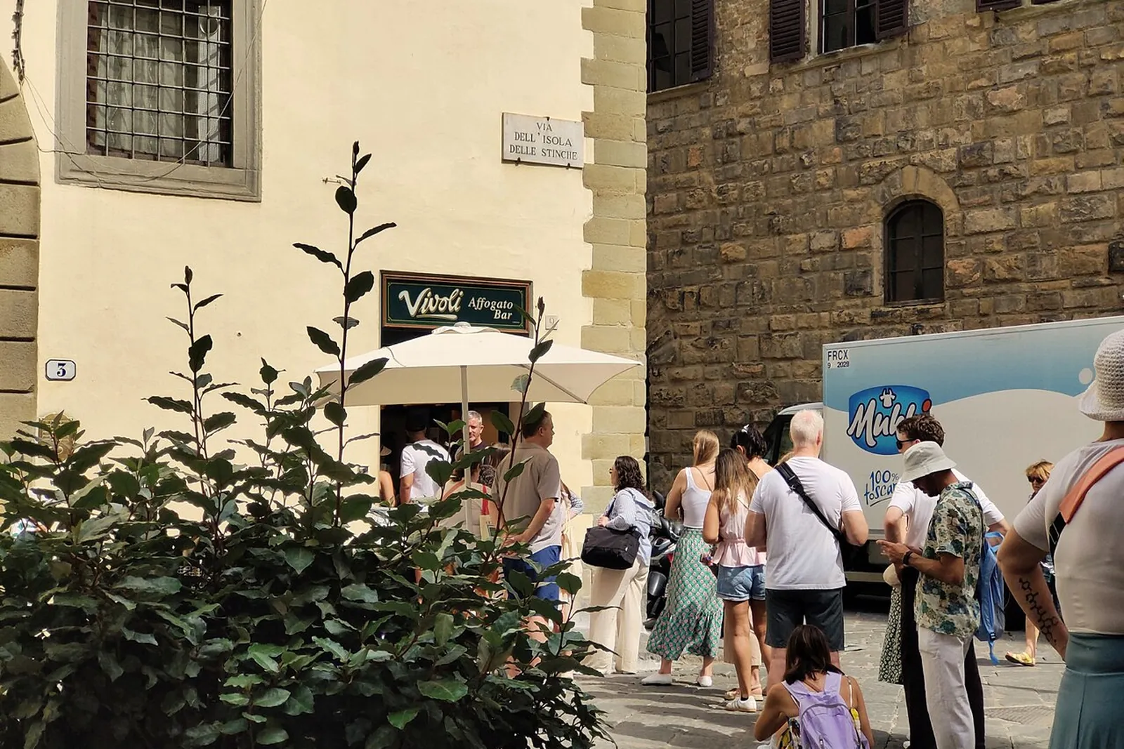 Vivoli's shopfront in its lane near Santa Croce